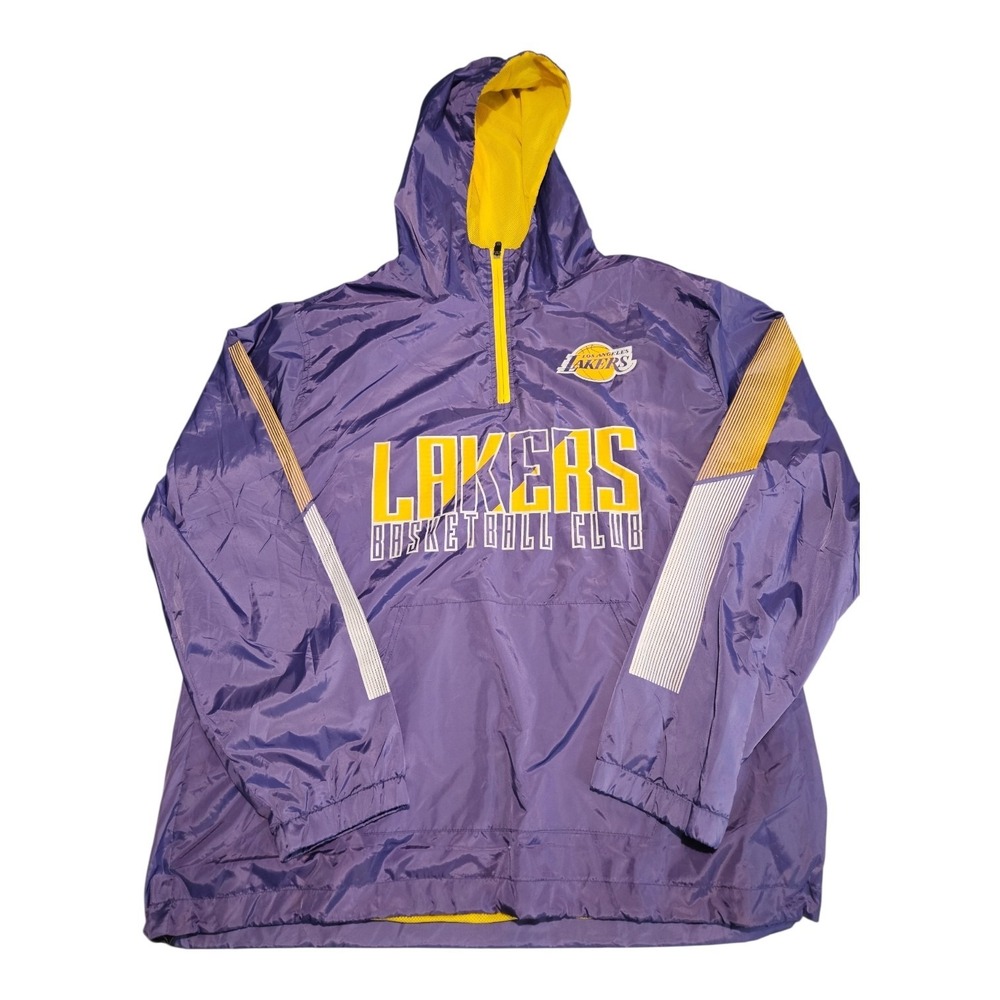 Los Angeles Lakers NBA Pullover Windbreaker Jacket Purple Yellow Men's Large
